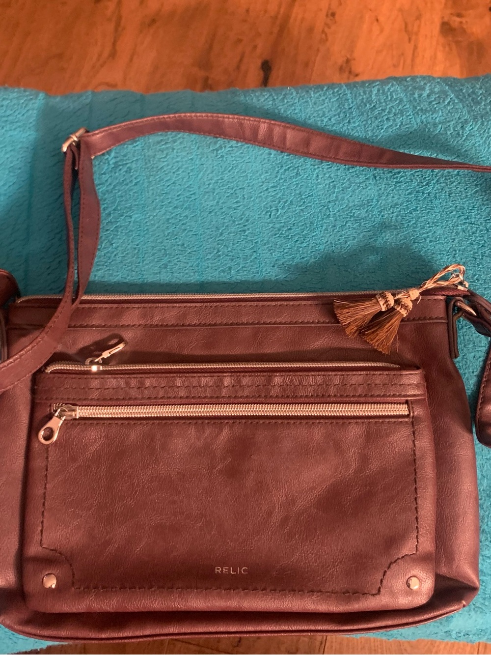 Relic Women's Brown Leather-Look Crossbody with Tassel Accent